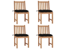 Cadeiras De Jardim C/ Almofadões 4 Pcs Madeira De Teca Maciça Dkd Home Decor