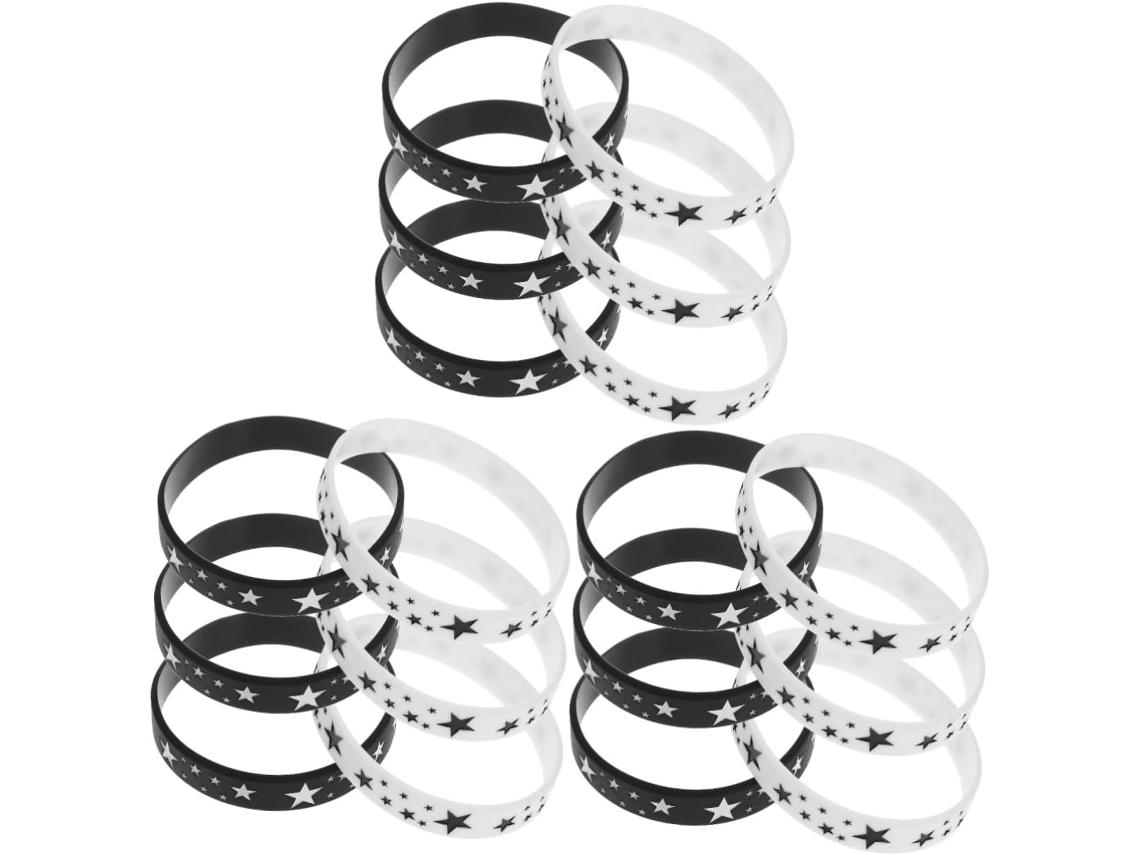 Conjunto Tehaux com 18 pulseiras ajustáveis de design elegante.