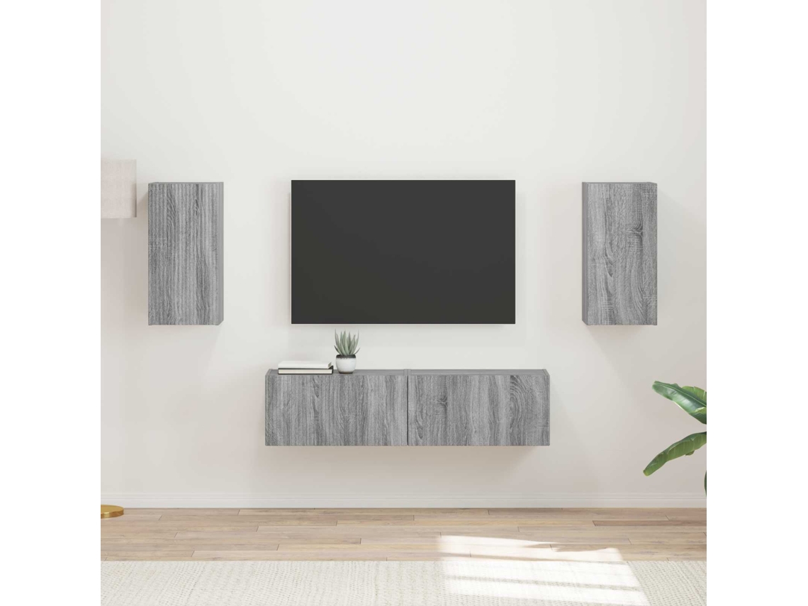 Vidaxl Conjunto de Móvel de Tv 4 Pcs Cinza Sonoma Madeira Processada