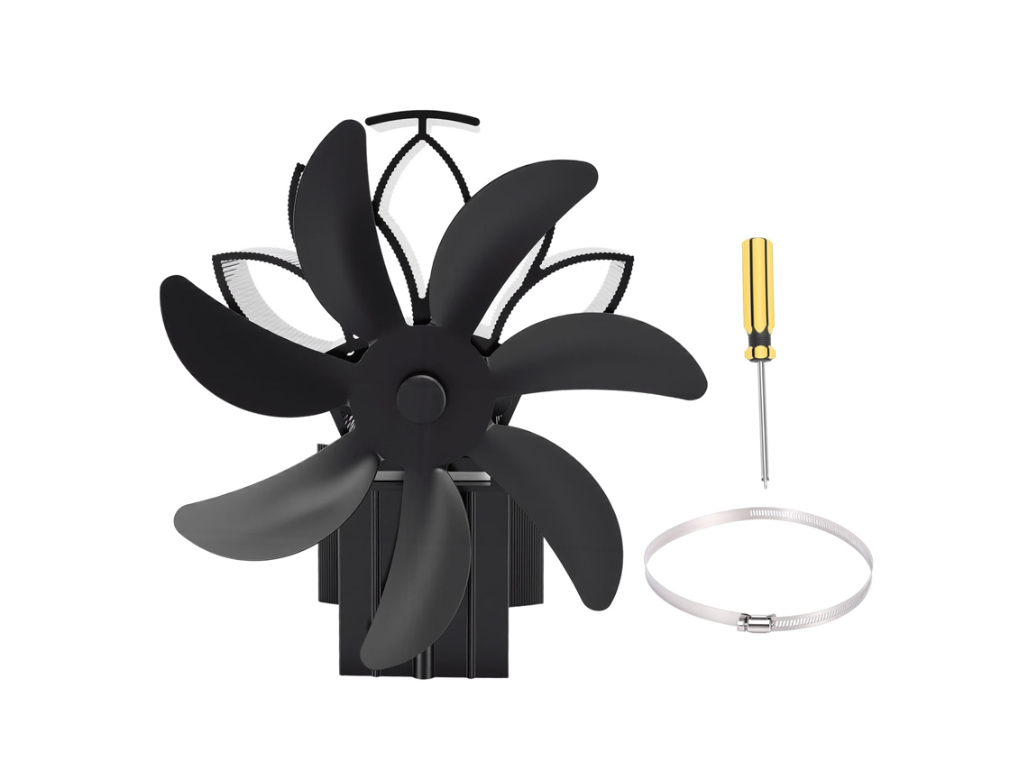 Ventilador Para Lareira A Lenha Laxiscreed Com 7 Pás, Duplo Uso, Montagem Em Parede Ou De Pé, Arranque Automático