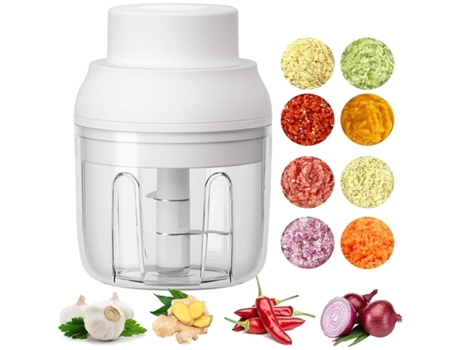 Picador De Alho Portátil 250ml Mini Picador Elétrico De Alimentos Função De Carregamento Usb Veanxin Vaenxin (branco)