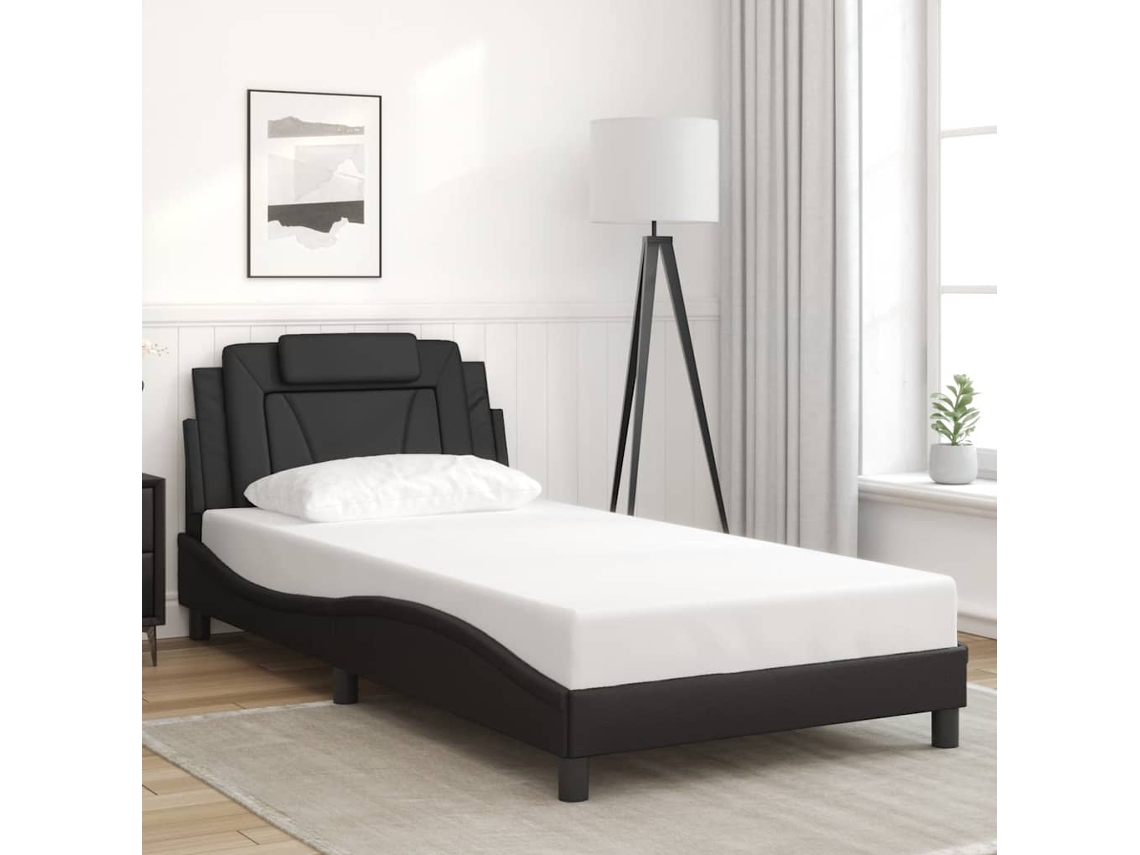 Vidaxl Estrutura De Cama Viana Sem Colchão 100x200 Cm Couro Artificial Preto