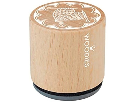 Tampon Woodies Coração Tricotado Madeira De Bétula Borracha Natural 3,4 X 3,5 Cm