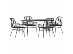 Garden Dining Set, Garden Dining Sets Vidaxl Preto Rattan / Vime (mesa Com 160 Cm De Comprimento)