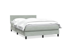 Vidaxl Cama Com Molas/colchão 160x220 Cm Veludo Cinzento-claro