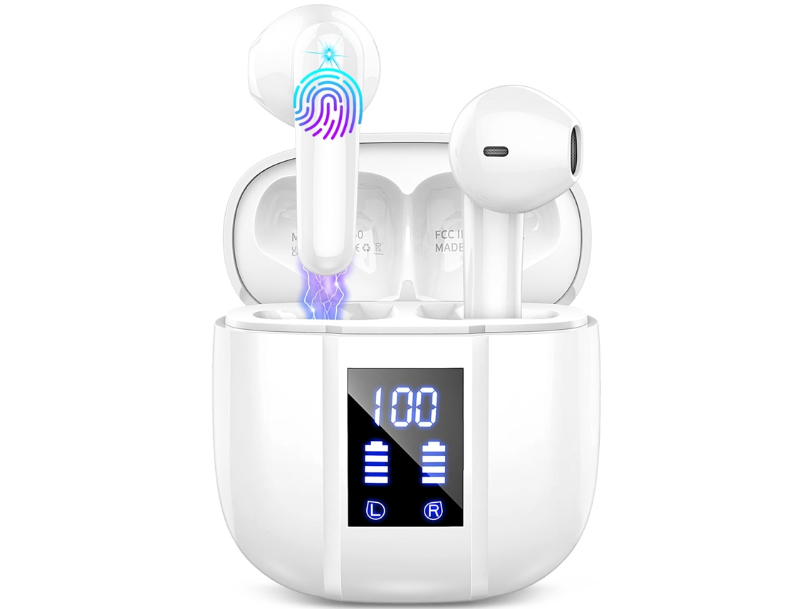 Fones de Ouvido Sem Fio Bluetooth 5.3 14,2 Mm Drivers Estéreo 4 Microfones Enc Ip7 À Prova D'água JIAPEI (branco)