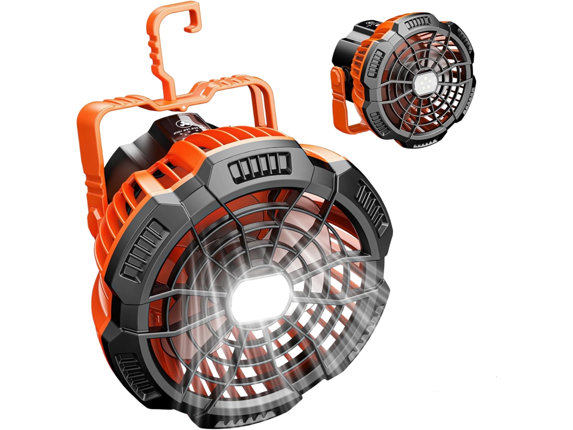 Ventilador Portátil De Camping De 15000mah Com Lanterna, Recarregável, Com Gancho, Para Trailers E Emergências Ao Ar Livre
