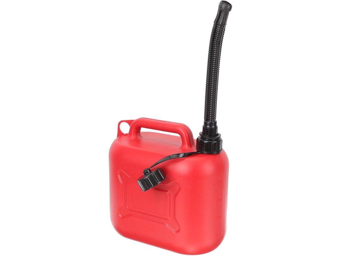 Galão De Combustível Portátil De 5 Litros Em Plástico Vermelho Com Alça E Tanque.