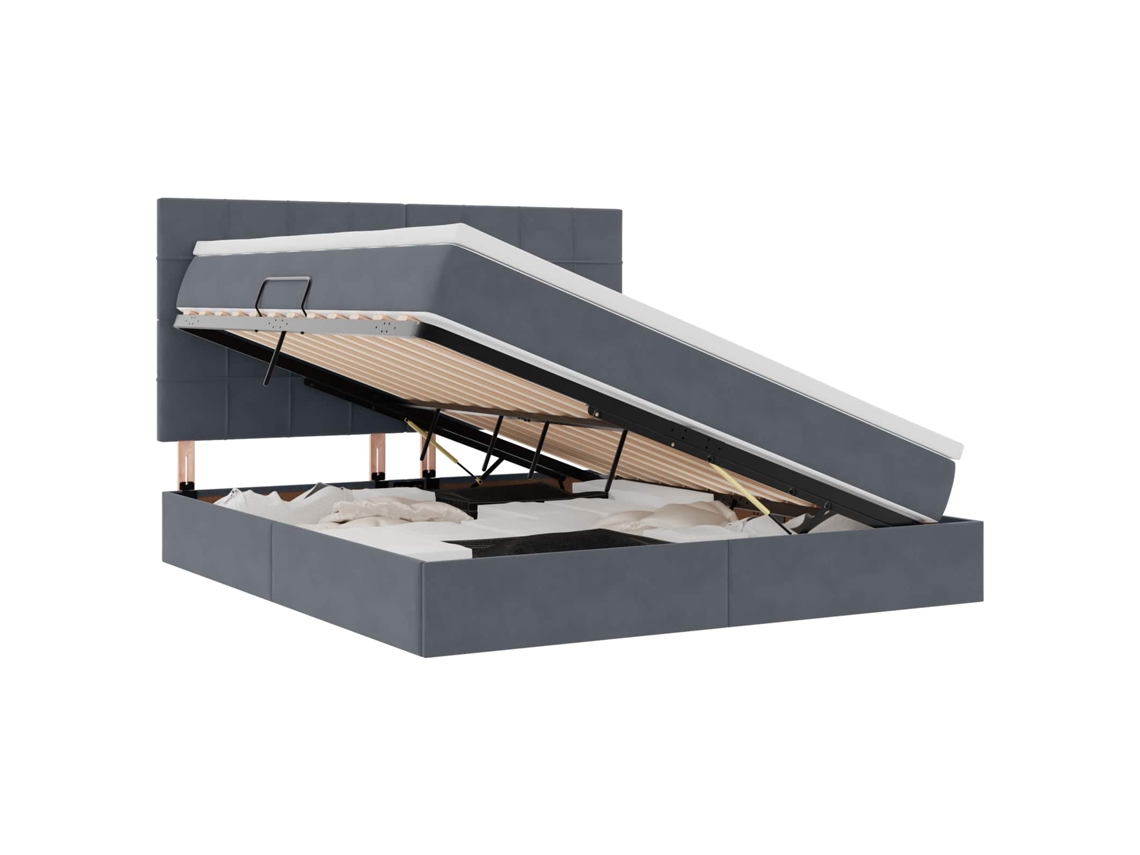 SYFAX™ Cama de Armazenamento Led com Colchão Cinzento escuro