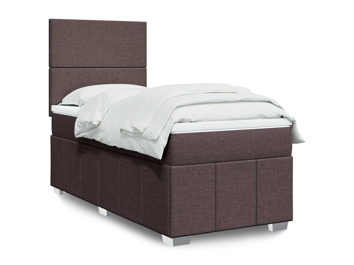 Cama Com Molas/colchão 80x200 Cm Tecido Castanho-escuro