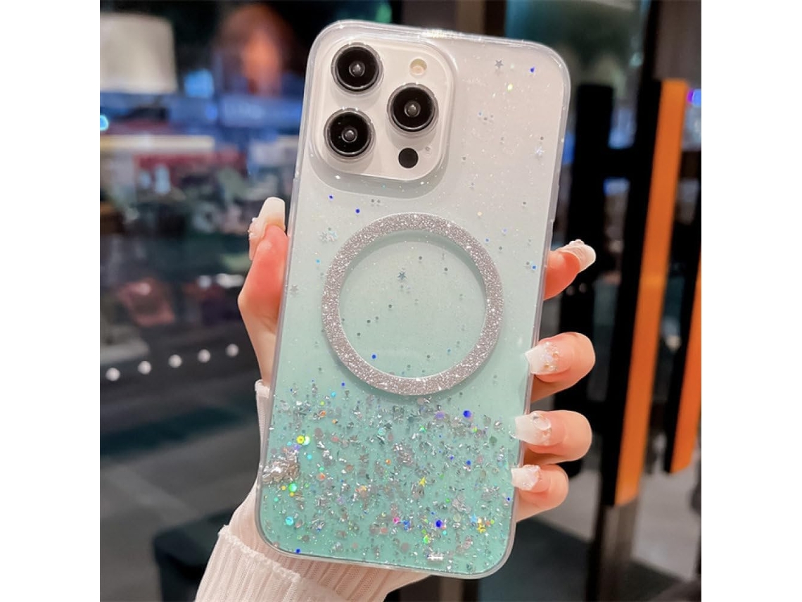 Enilsa Capa Transparente Com Glitter Magnética Em Tpu Macio E Cores Doces Para Iphone 13pro, Tamanho G, Para Iphone