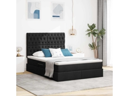 Vidaxl Cama Com Arrumação E Colchão Preto 140 X 200 Cm Tecido