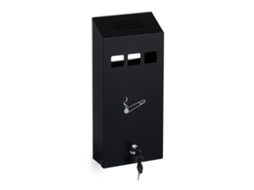 Cinzeiro De Parede Relaxdays Para Exterior, Com Fecho, Metal, Montável Na Parede, Hbt: 32,5 X 15 X 6 Cm, Preto