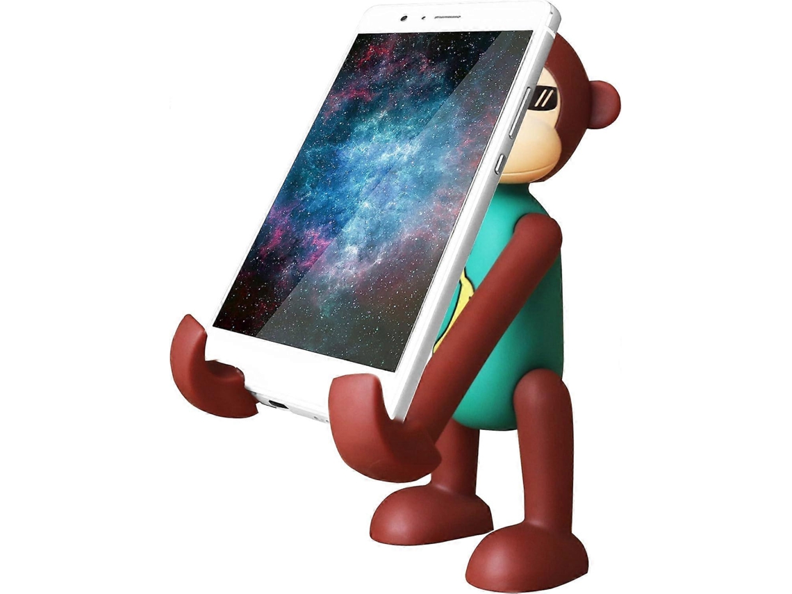 Suporte de celular ajustável e fofo, formato macaco, portátil, verde AQUAFORGE