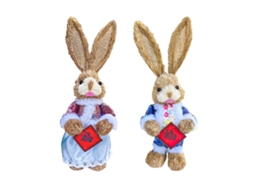 Laxiscreed Pack De 2 Coelhinhos Da Sorte De 35cm Para Ano Novo, Feminino E Masculino Com Relva