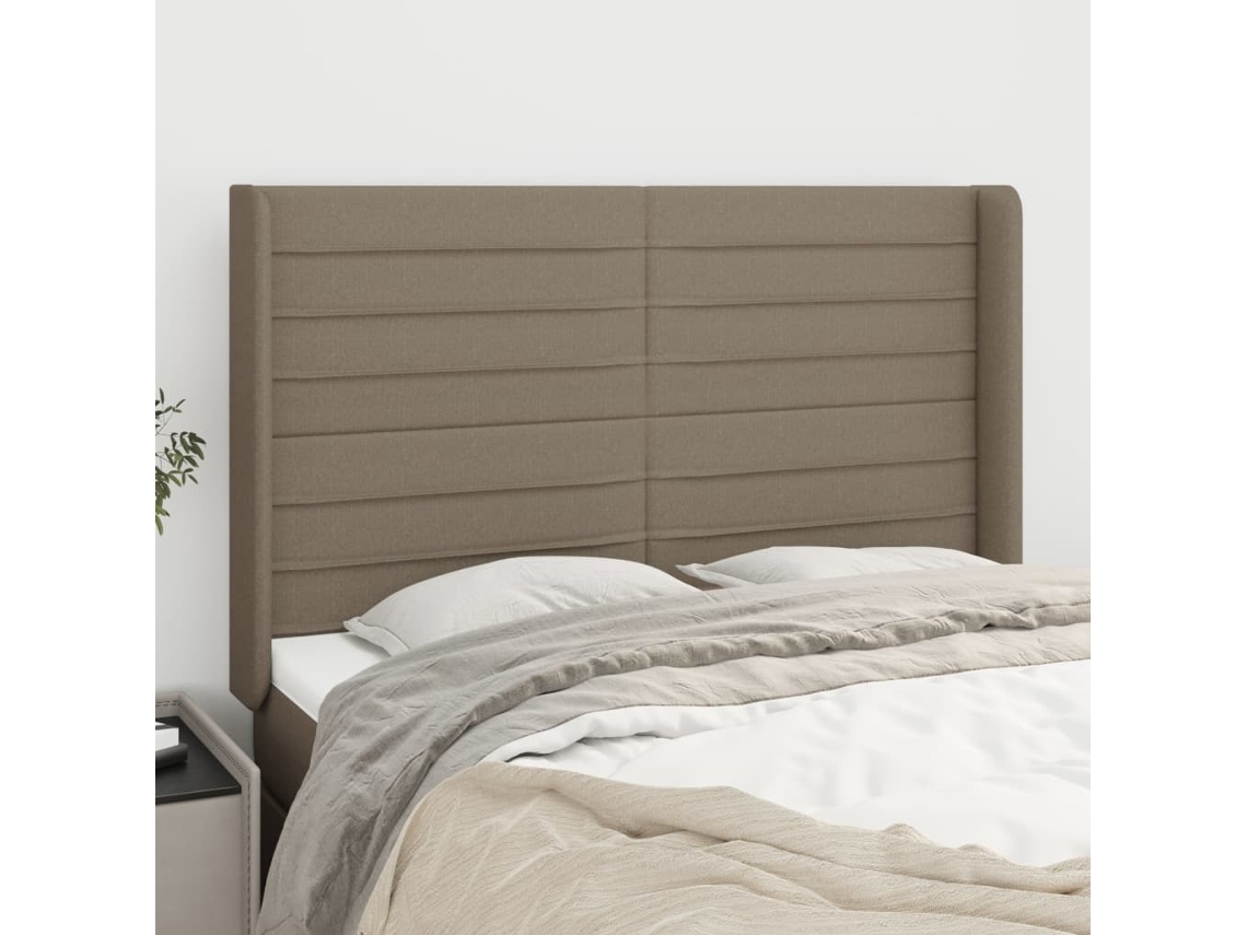 Cabeceira Cama Abas Tecido 147x16x118/128 Cm Cinza-acastanhado