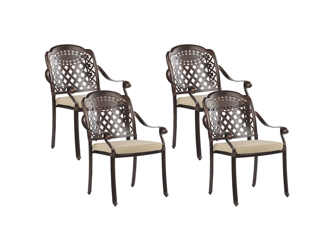Conjunto De Cadeiras Em Estilo Vintage BELIANI Manfria De Alumínio Castanho Escuro 53x64x92