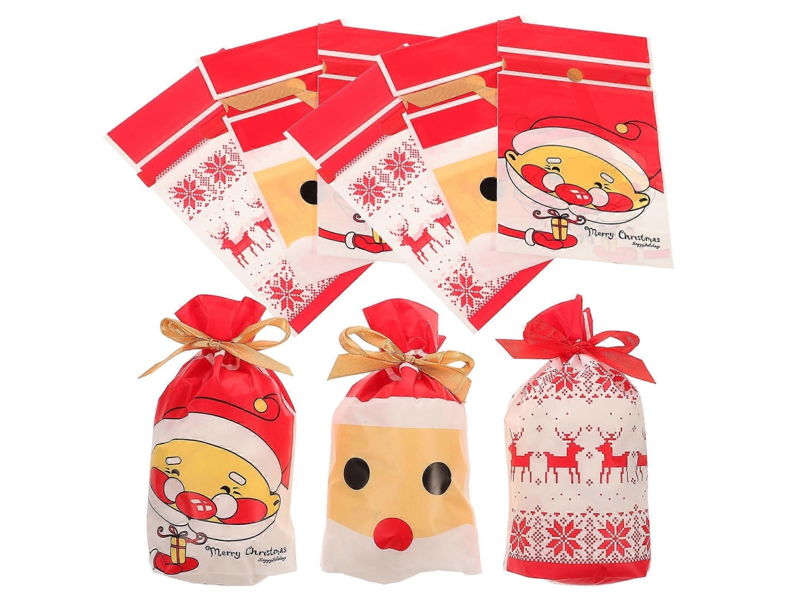 Conjunto De 50 Sacolas De Presente Com Cordão Para Natal, Sacolas Para Doces De Natal, Sacolas Para Presentes De Natal Hengjian