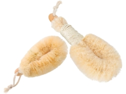 Escova Esfoliante Corporal De Sisal Natural Com Cabo Madeira Confortável, 2 Peças, Limpeza E Esfoliação Suaves Para O