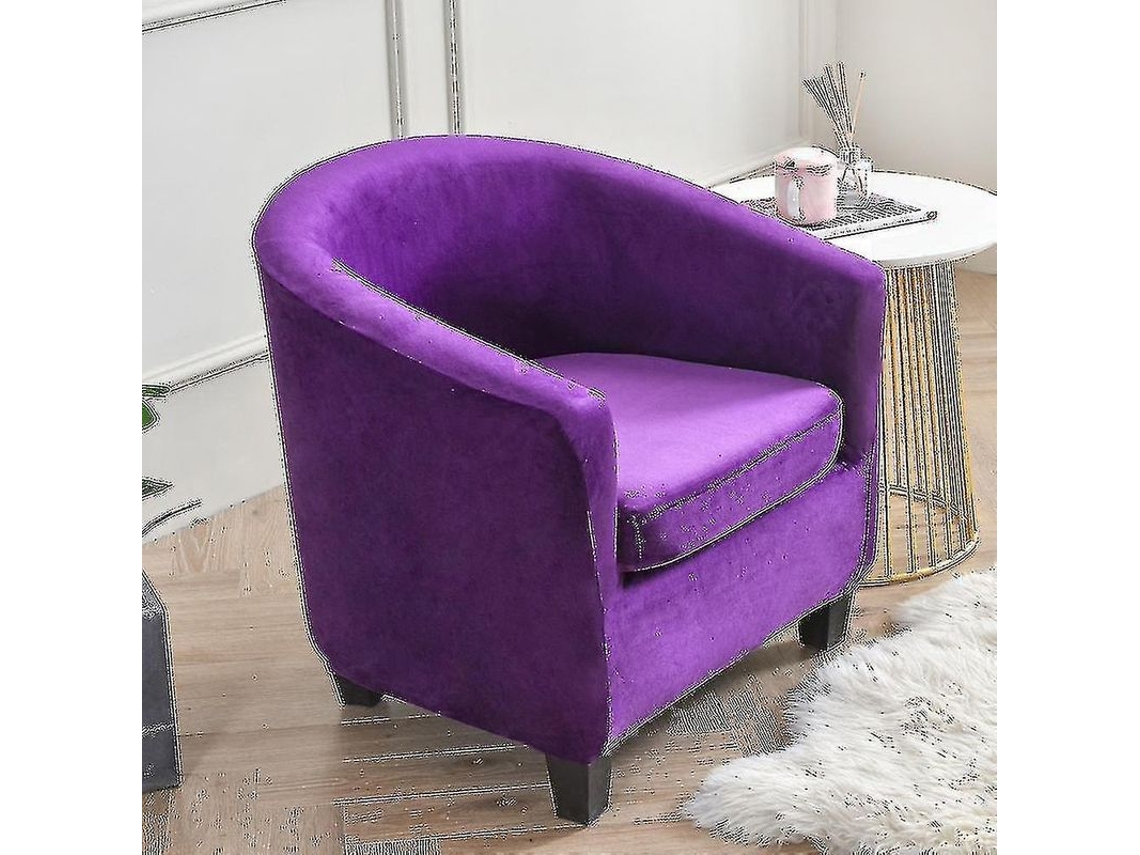 Funda Para Sillón De Salón Tela Elástica Protectora De Poliéster Color Sólido Morado
