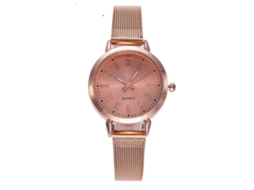 Relógio de Pulso com Pulseira de Malha, Presente Empresarial e Casual, Quartzo, Ouro Rosa