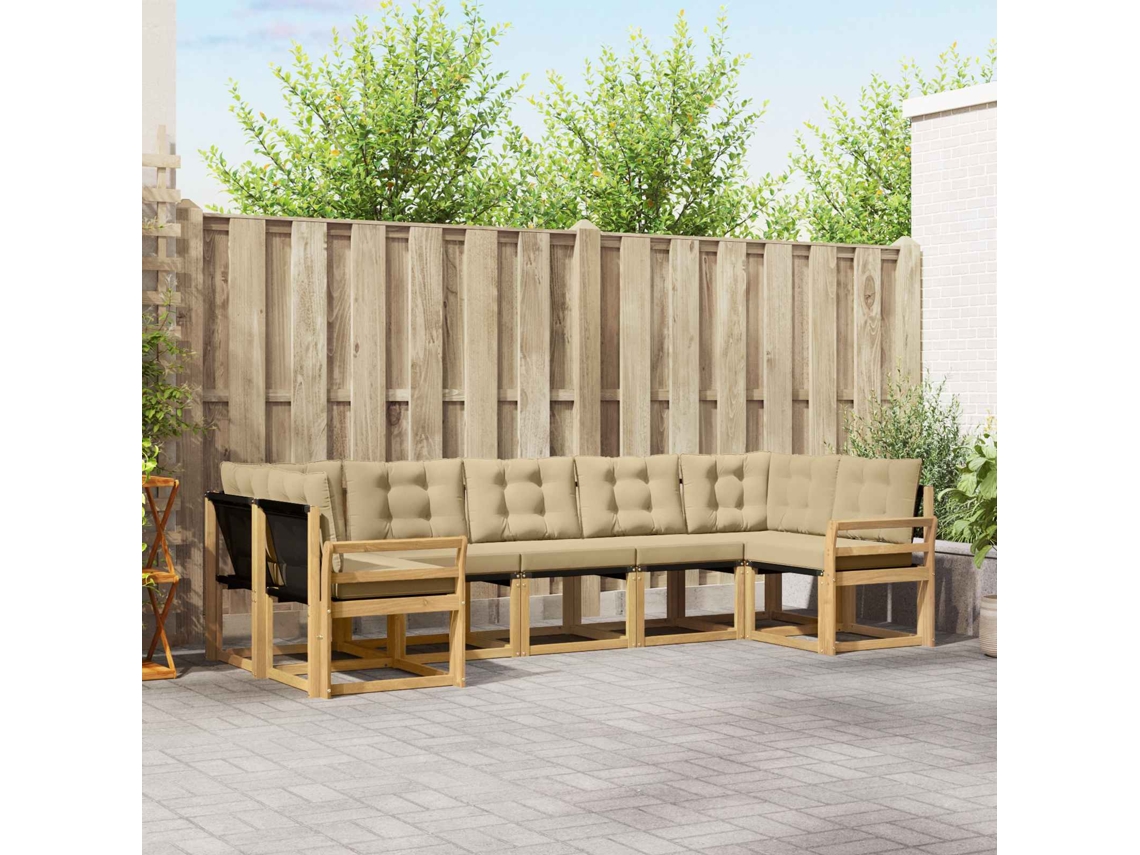 Vidaxl Conjunto De Sofás Para Exterior 7 Unid. Branco E Bege