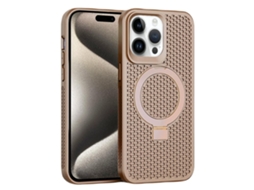 Suporte Casa Emborrachado Dissipação Para Iphone 15 Pro Max Pele Sintética Magnética Rosa
