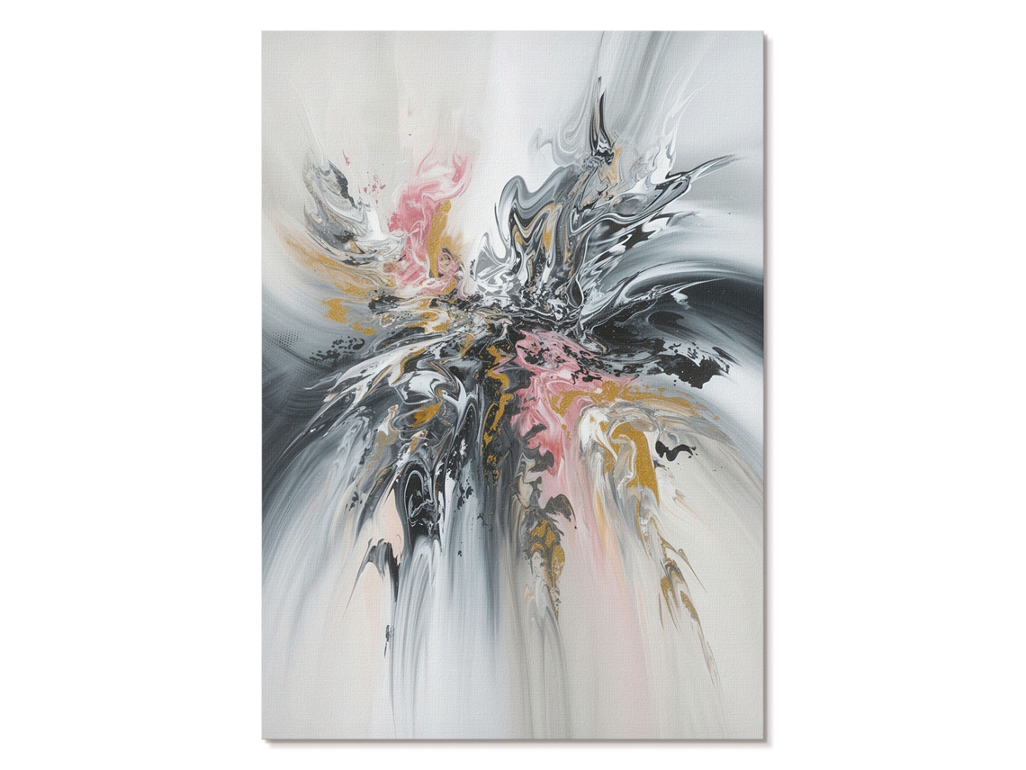 Pôster Em Tela - Formas Abstratas, 42x59,4cm A2 - (cinza, Pintura, Expressivo, Abstrato)