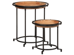 Vidaxl 2 Pcs Conjunto De Mesa De Apoio Madeira De Acácia Maciça