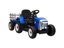 Trator Elétrico Infantil Reboque Controle Remoto Azul