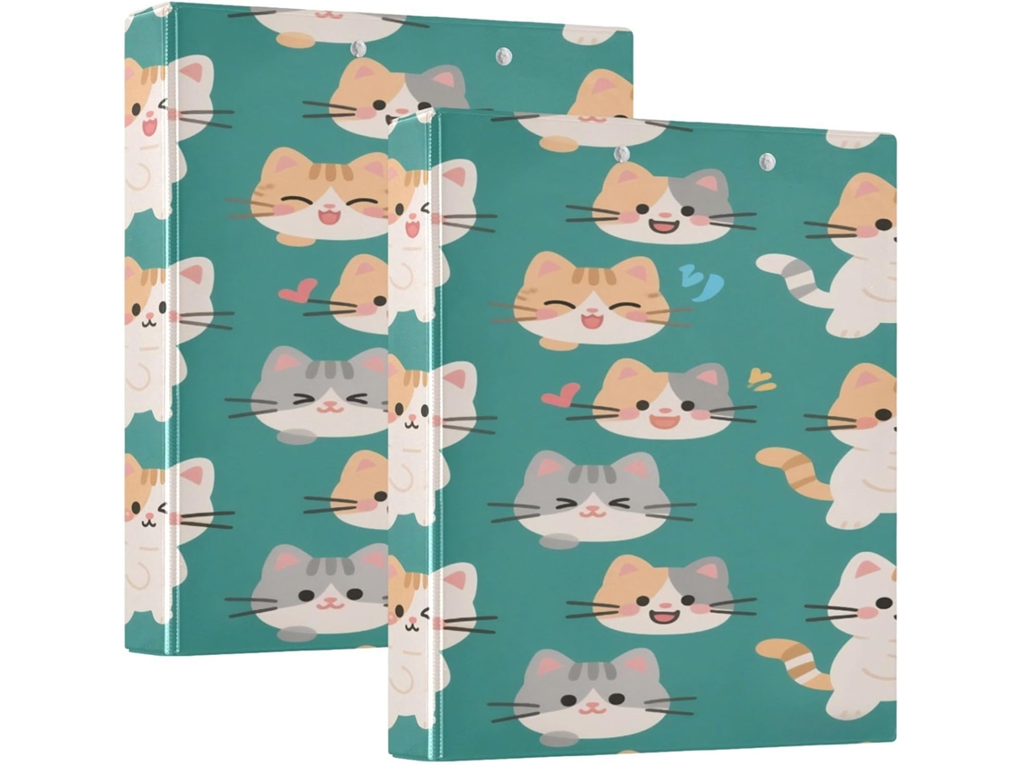 Pasta De Escritório Com Estampa Gato, Moderna E Colorida, 3, 8cm 1, 5 Polegadas, 3 Argolas Com Bolsos, Pacote Com 1 2 Unidades