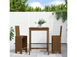 Jogo 3 Peças De Bar P/ Jardim Madeira Pinus Maciça Marrom Mel Dkd Home Decor
