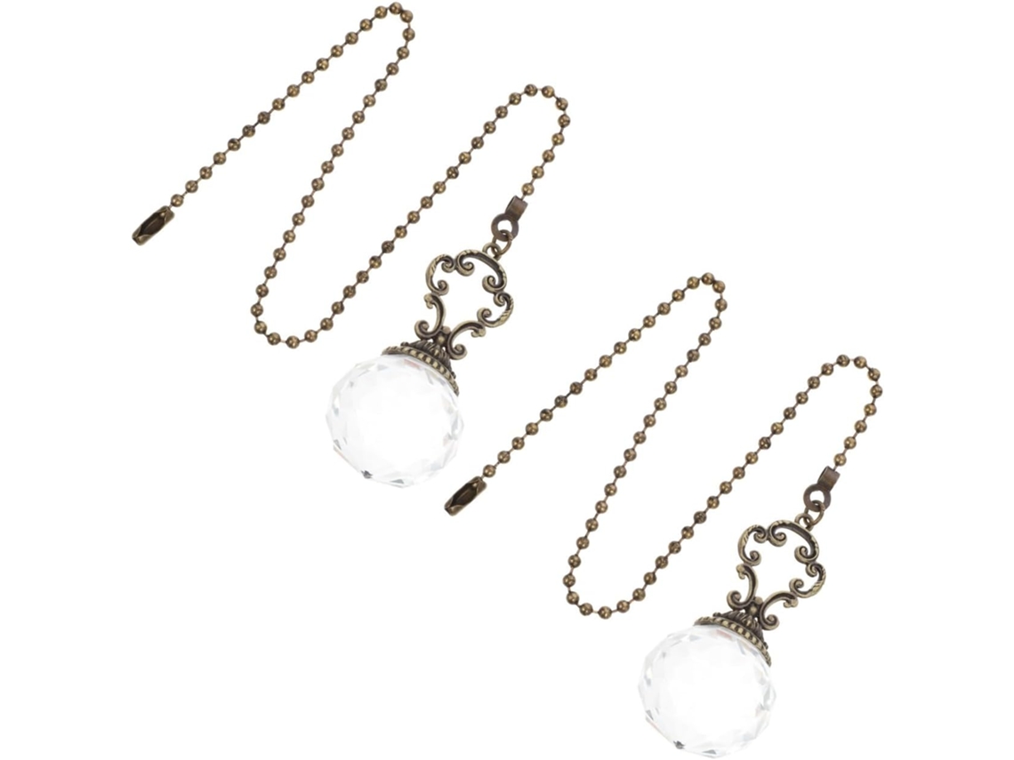 Corrente Para Lustre Com Pingente De Cristal E Ferro, 2 Peças