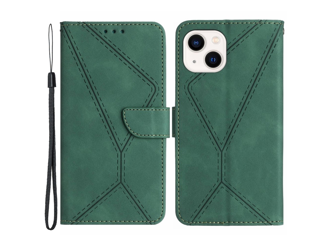 Capa Inch Para Iphone 13 Pele Sintética Magnética Verde