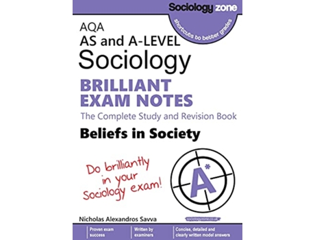 Livro AQA Sociology BRILLIANT EXAM NOTES Beliefs in Society Alevel de Nicholas A Savva (Inglês)