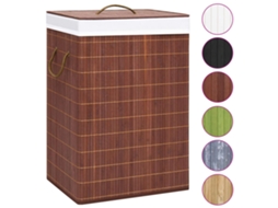 Cesto De Roupa Suja Vidaxl Em Bambu Com 2 Divisórias, Marrom, 72 Litros, Para Organizar E Guardar Roupa Suja De Forma Prática