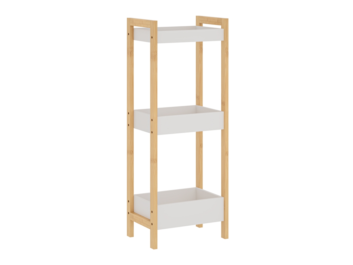 Estante De Casa De Banho Anun Com 3 Cestos De Bambu 75x28x20 Cm - Natural / Branco [EN.CASA]