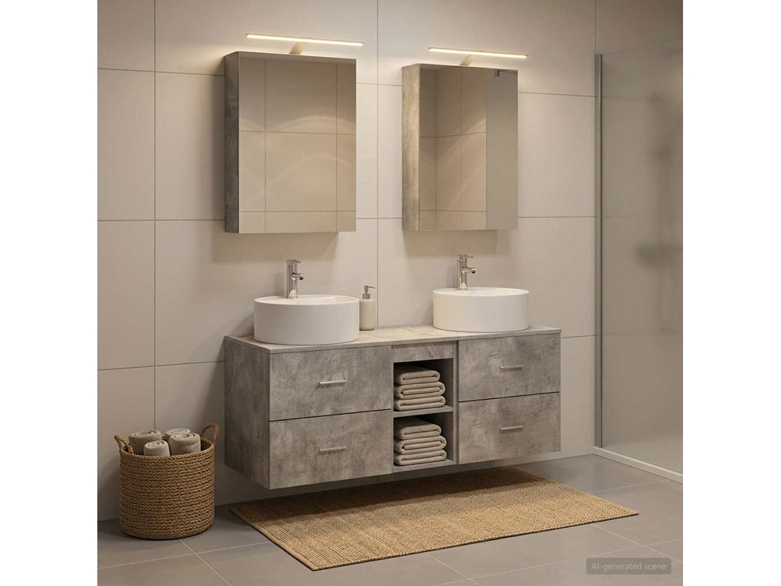Vidaxl Conjunto De Móveis Para Banheiro 5 Pcs Cinzento Cimento