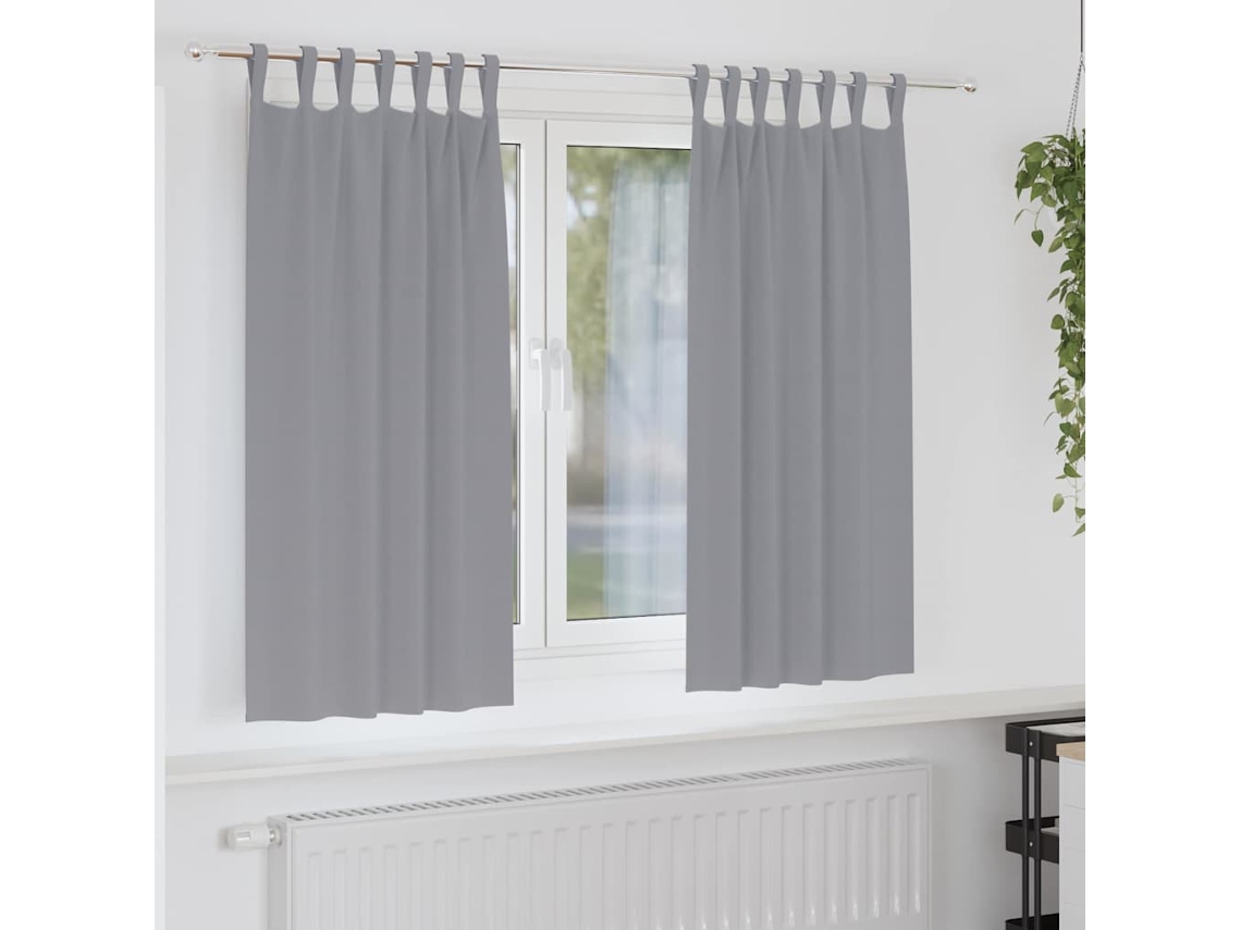 Vidaxl Cortinas Blackout Com Argolas 2 Unid. Cinzento-claro Poliéster