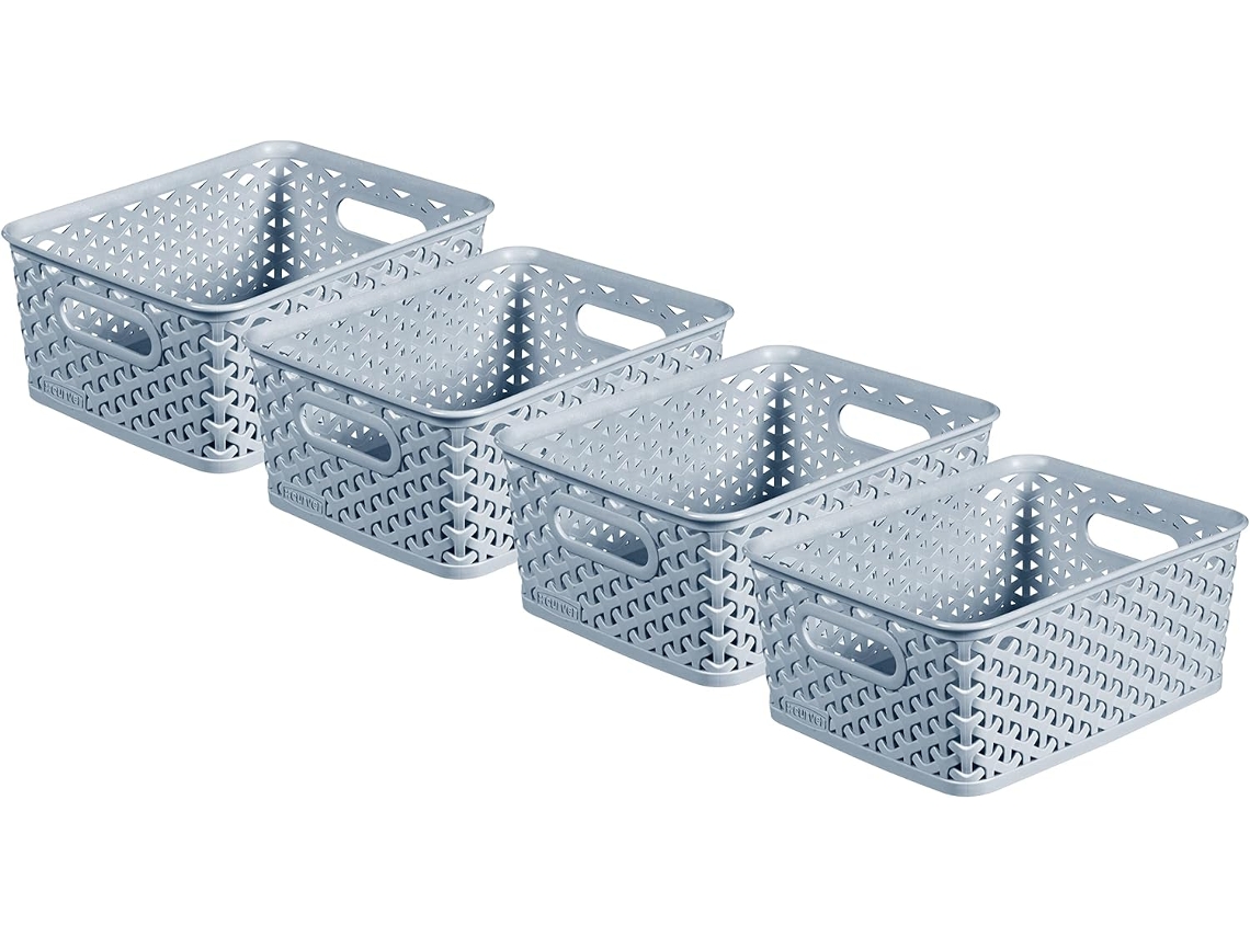 Cesto Retangular Pequeno Para Armazenamento 4l - Azul (pacote Com 4)