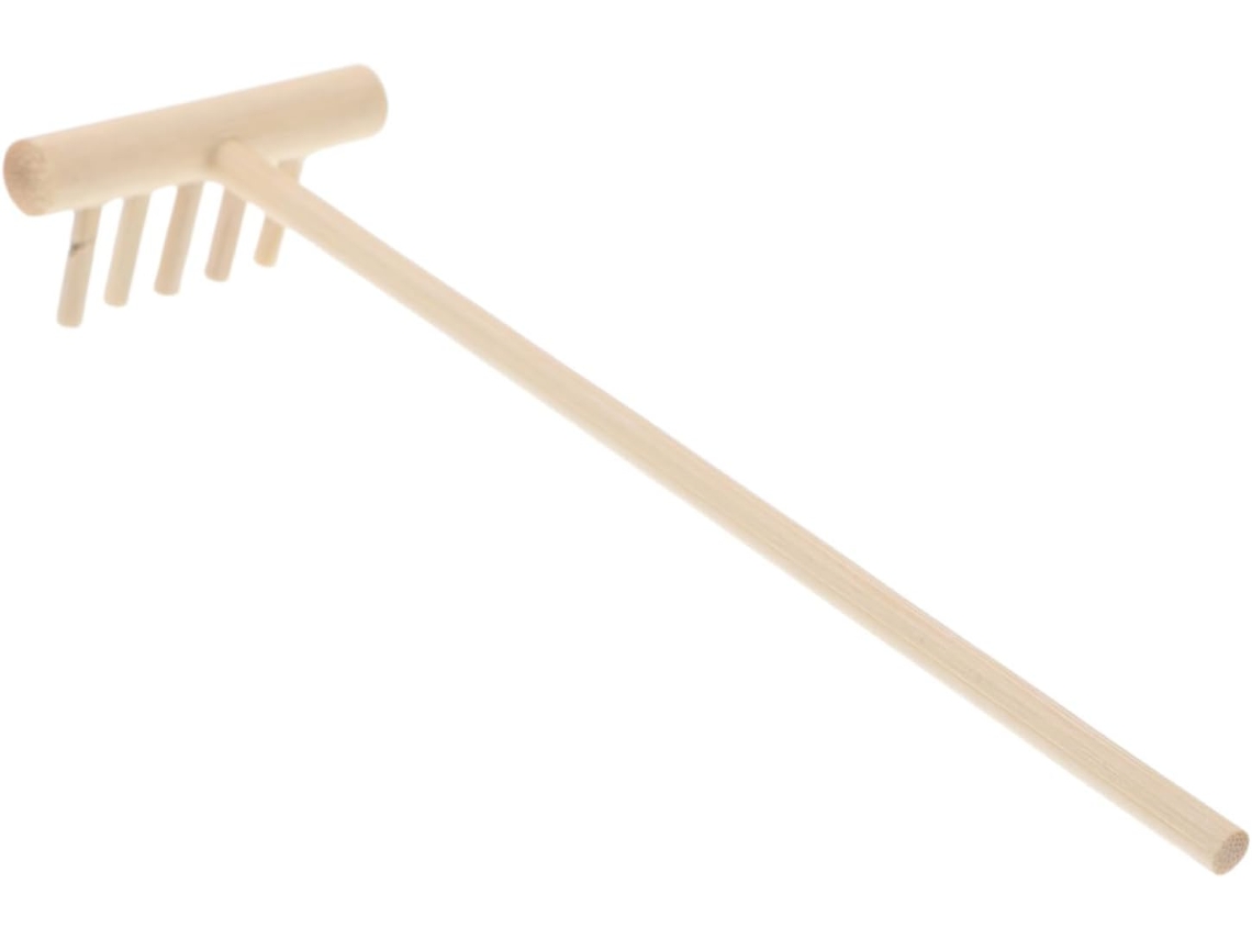 Mini Ancinho De Madeira Para Areia, Ideal Para Jardim Zen. Ferramenta De Jardinagem Prática.
