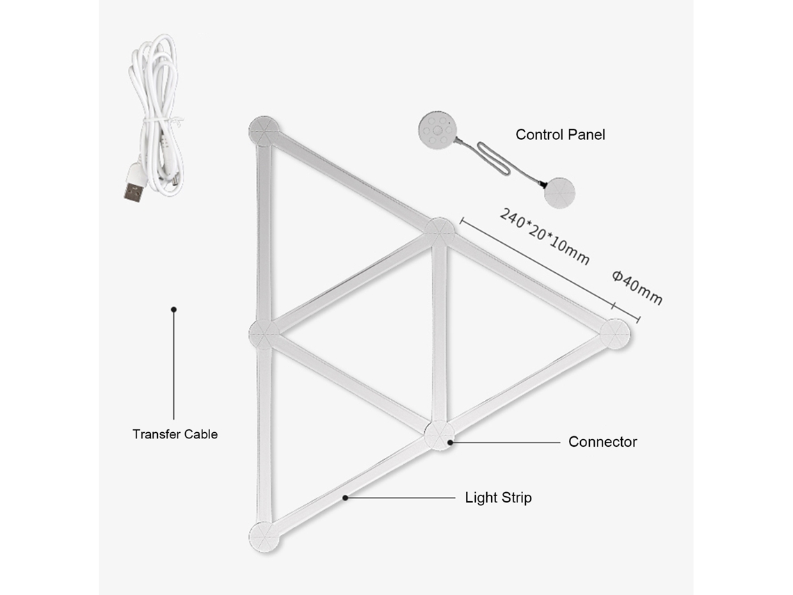 2026 luz Ambiental de Parede Led Sem Fio Bt com Controle App 16m Cores Conexão Livre Diy Quantum Light