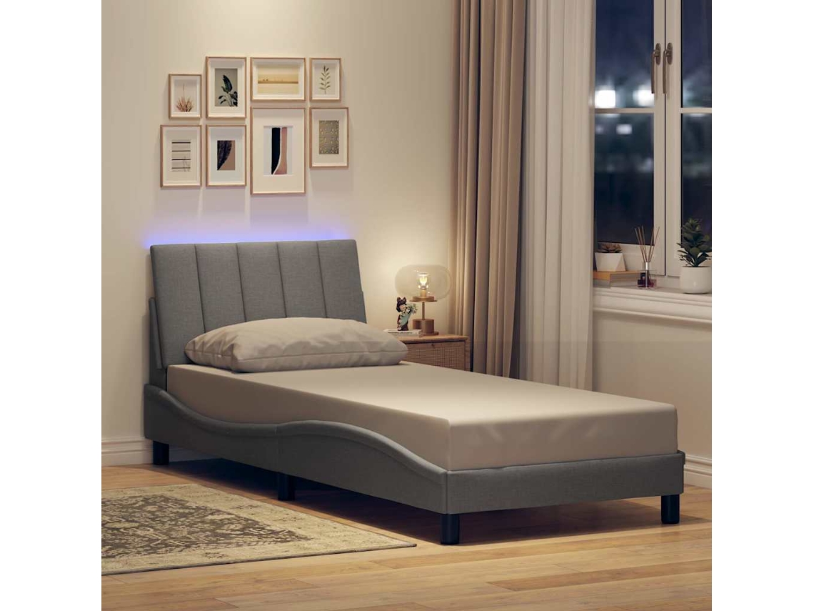 Vidaxl Estrutura De Cama Sem Colchão Hanko 90x190 Cm Tecido Cinzento-claro