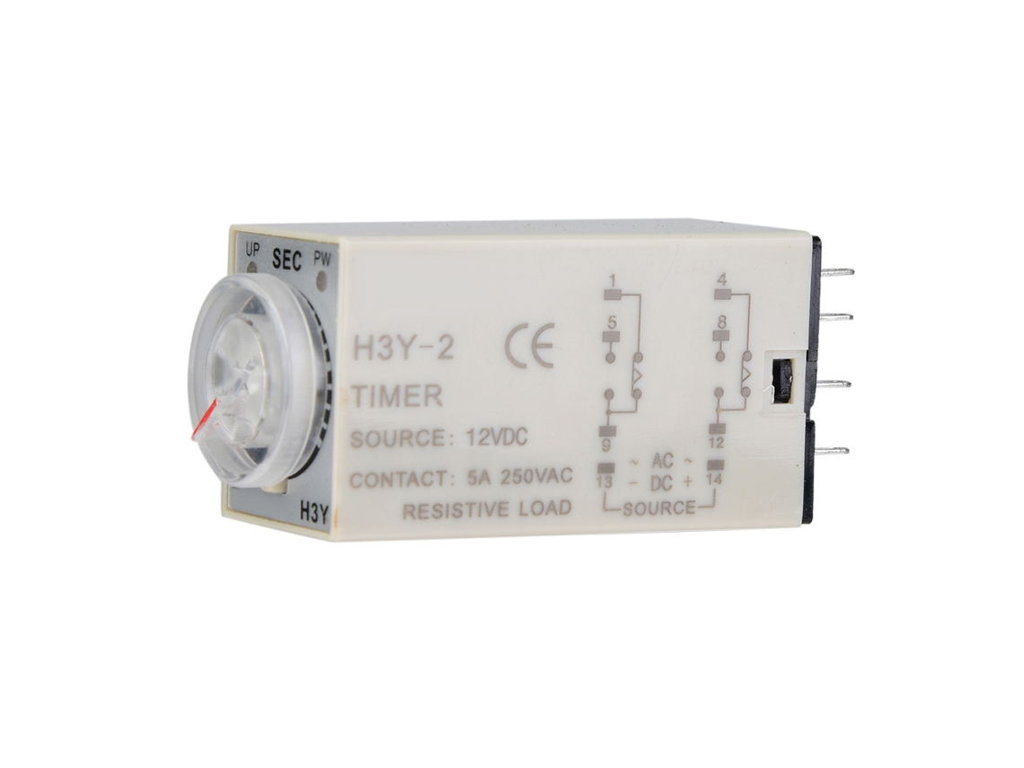 Relé de tempo H3Y2 com retardo de acionamento, 8 pinos, 12VDC, 3s S/MARCA