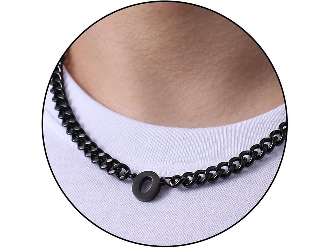 Corrente cubana 2026 com iniciais de A a Z, aço inoxidável, 6,5 mm, 45,7 cm + 5 cm, joia para presente para homens, mulheres e crianças.