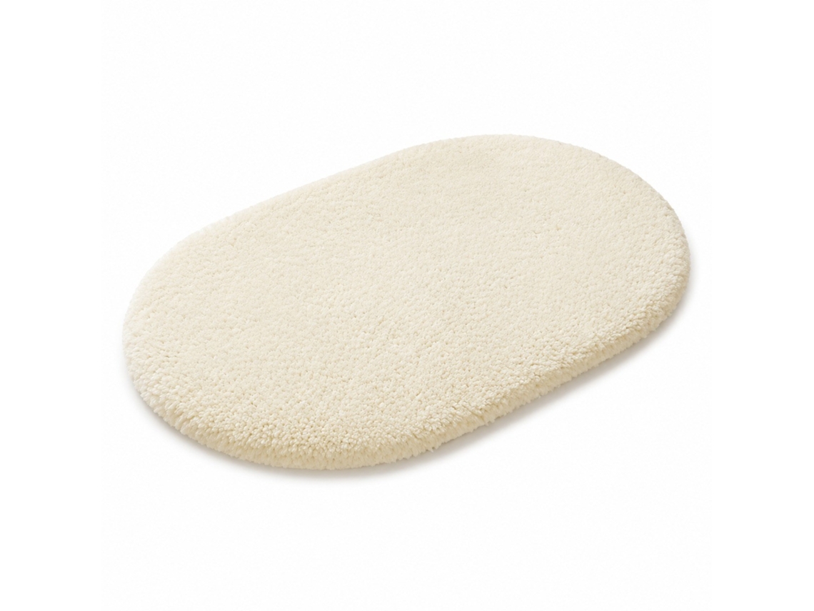 Tapete De Porta Oval, Bege, 40x60cm, Antiderrapante, Absorção Umidade, Pelúcia Macio Para Entrada Interna