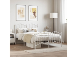 Vidaxl Estrutura De Cama Com Cabeceira E Pés 120x190 Cm Metal Branco