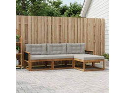 Vidaxl Conjunto De Sofás Para Exterior 4 Pcs Natural E Cinza Claro