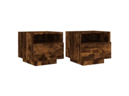 Conjunto de Mesas de Cabeceira com Luzes Led 40x39x37 cm Carvalho Fumado MAISON EXCLUSIVE