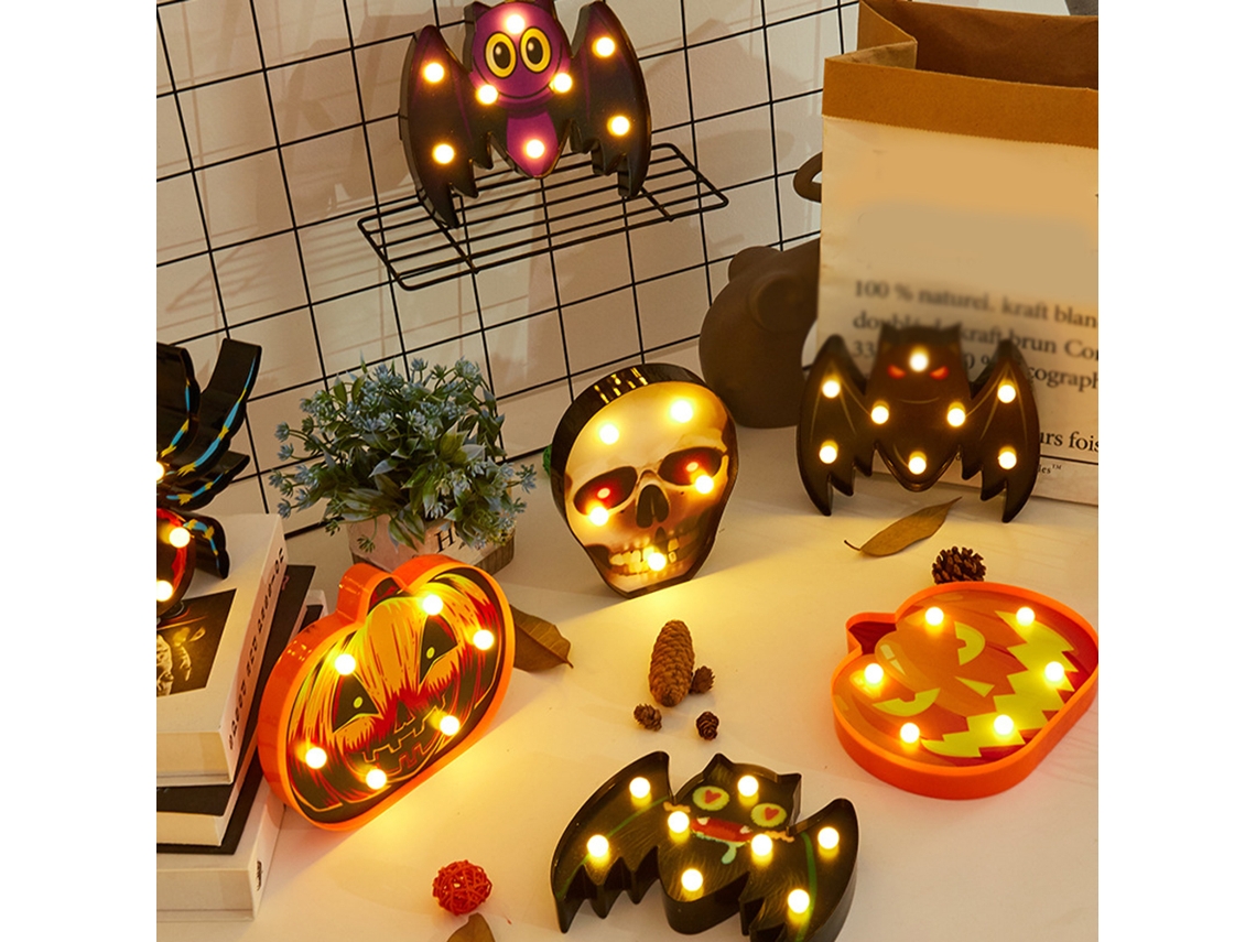 Luz Noturna Led Aranha para Halloween Decoração de Festa Bateria Aa Mini Tamanho Branco Quente